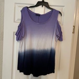 Purple navy white drop shoulder top